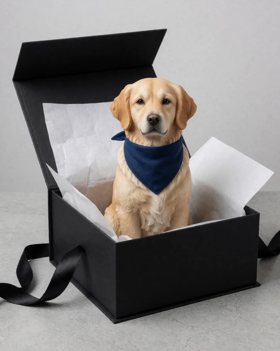 Realistic concept keepsake inside a black gift box